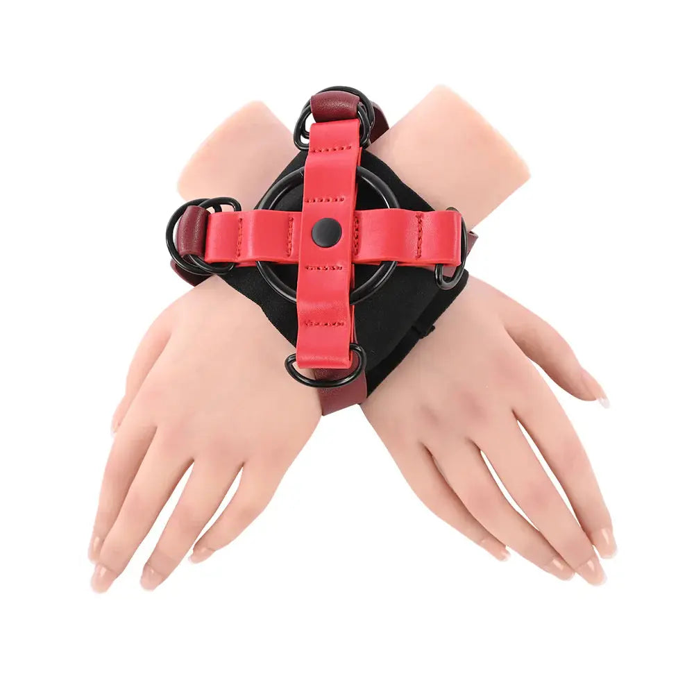 Cross Cuffs - Red Bondage Cuffs Sportsheets Sex and Mischief  Fetish - Cuffs & Restraints
