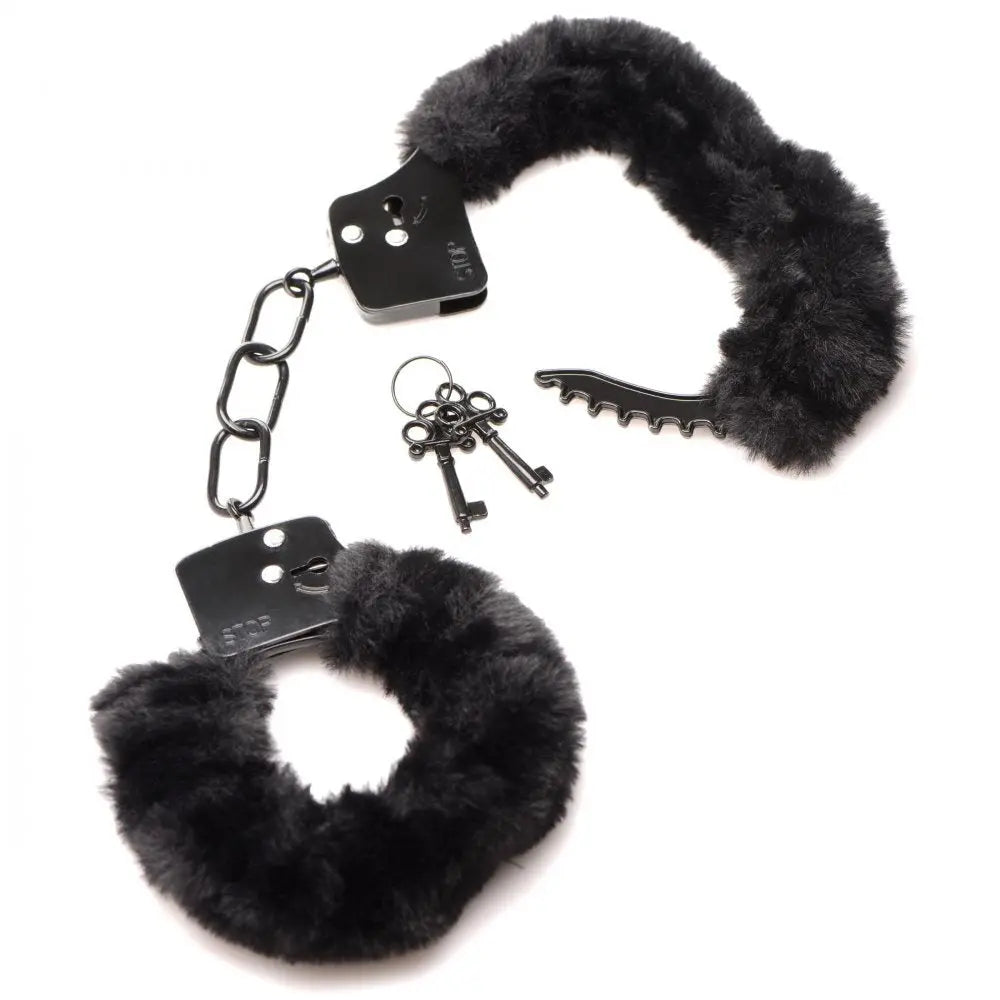 Cuffed In Fur Furry Sex Handcuffs - Black  Restraints and Cuffs