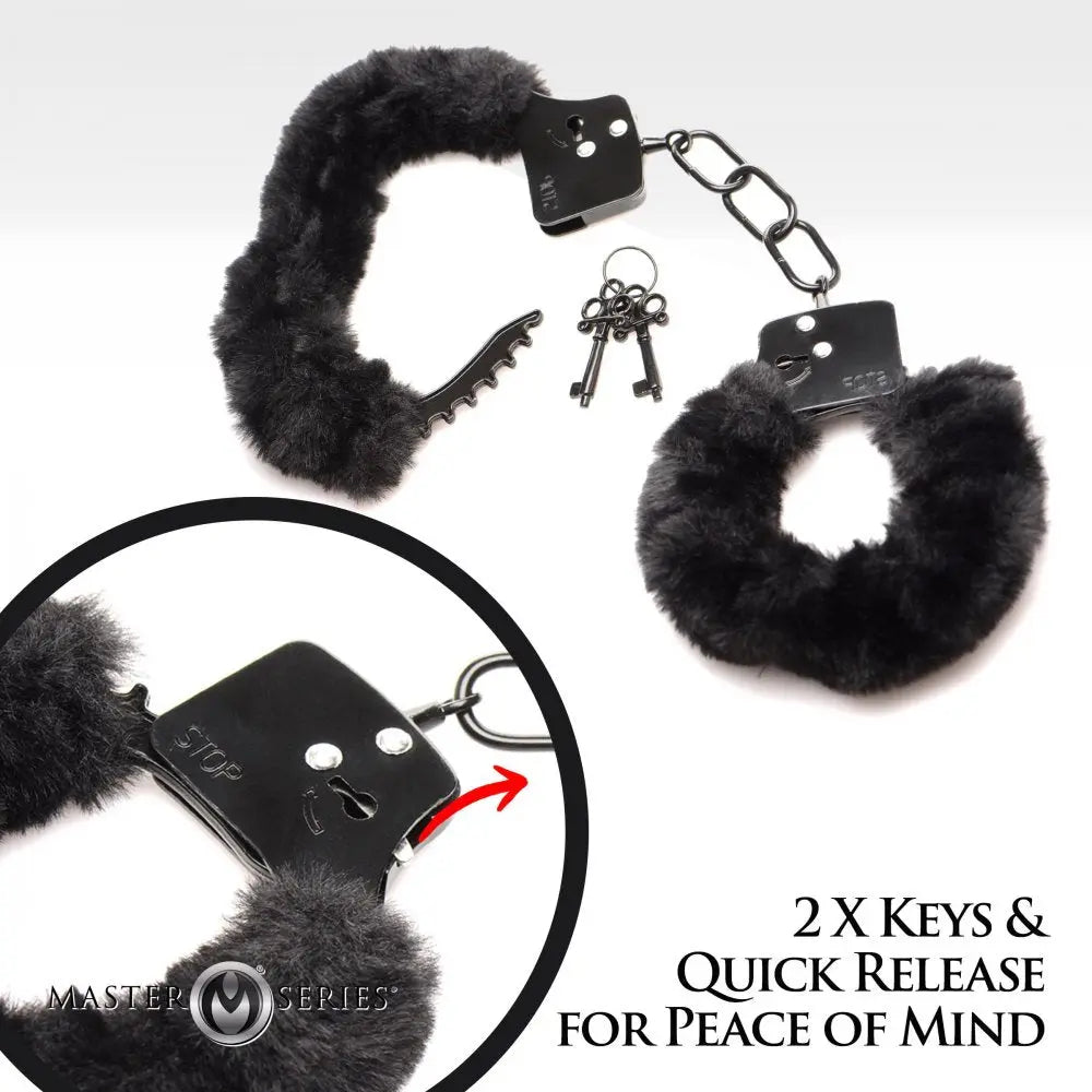 Cuffed In Fur Furry Sex Handcuffs - Black  Restraints and Cuffs