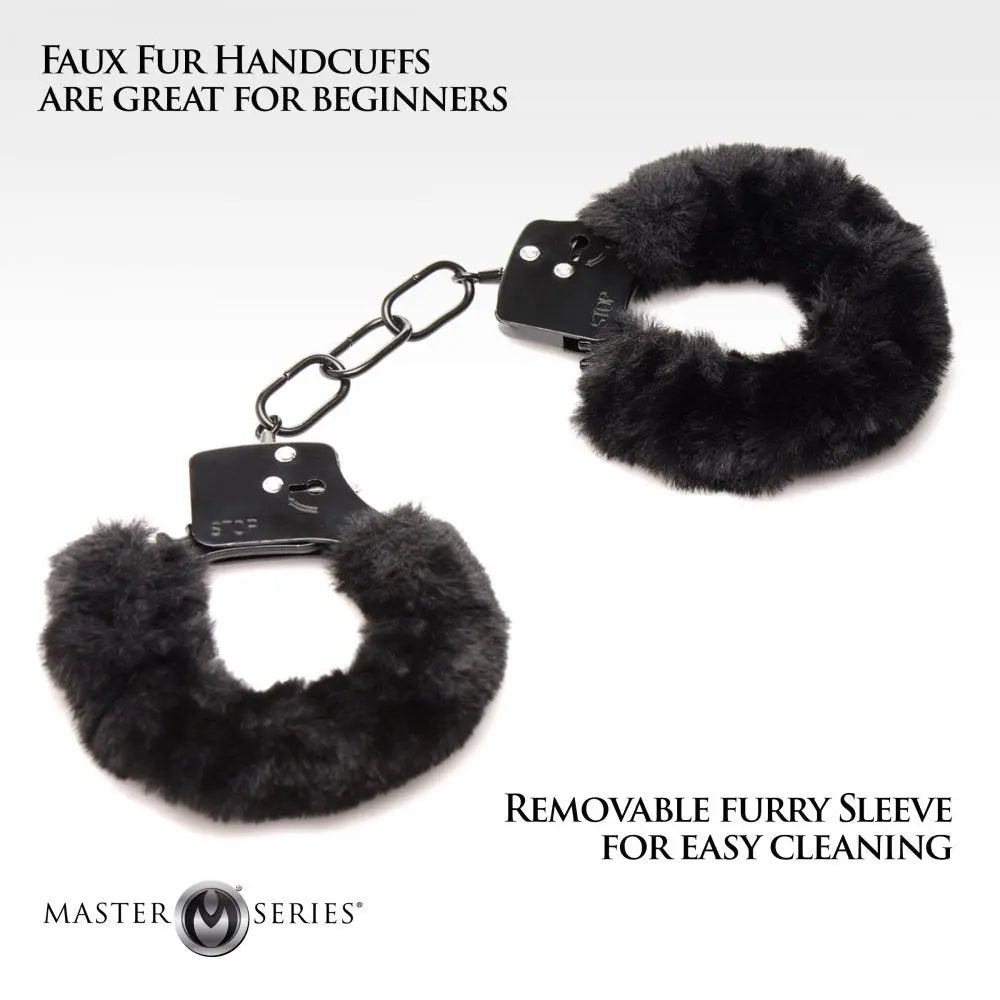 Cuffed In Fur Furry Sex Handcuffs - Black  Restraints and Cuffs