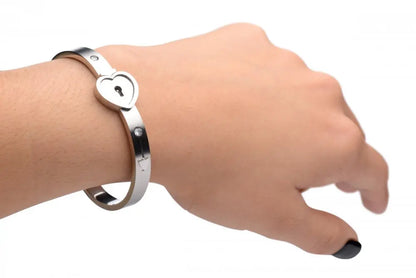 Cuffed Locking Submissive Bracelet and Key Necklace BDSM Jewelry  Bondage Gear