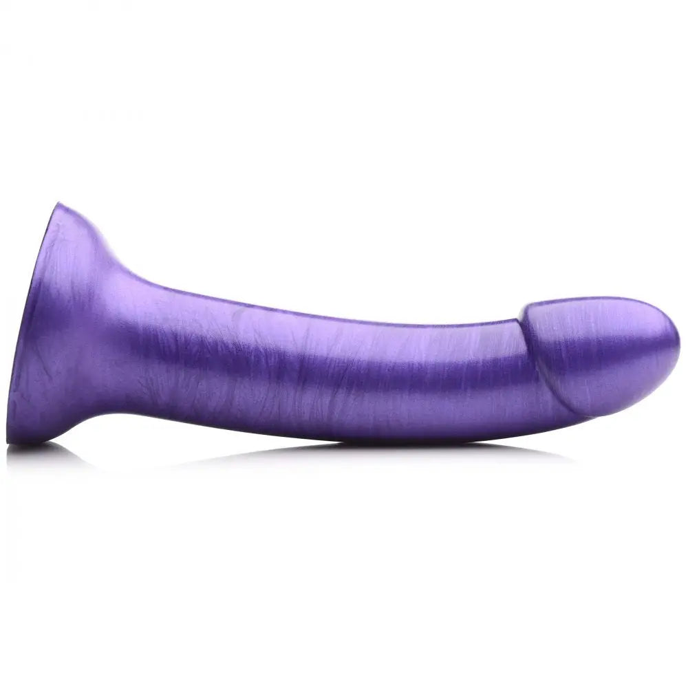 Curved Dildo Sex Toy Metallic Silicone 7 Inch Dildo - Purple  Dildos