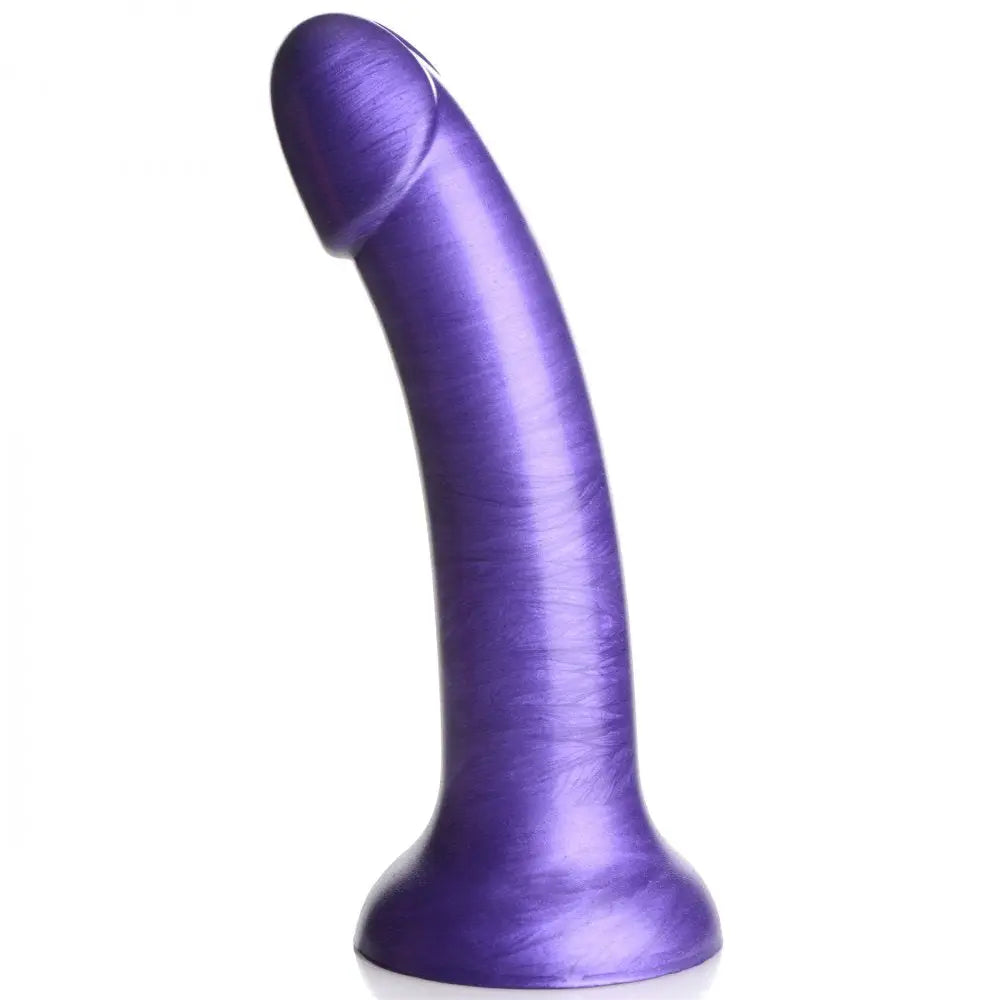 Curved Dildo Sex Toy Metallic Silicone 7 Inch Dildo - Purple  Dildos