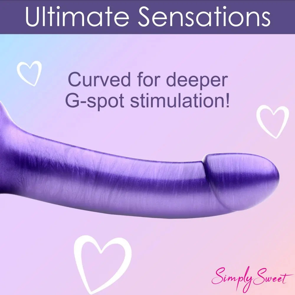 Curved Dildo Sex Toy Metallic Silicone 7 Inch Dildo - Purple  Dildos