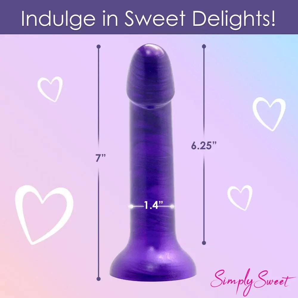 Curved Dildo Sex Toy Metallic Silicone 7 Inch Dildo - Purple  Dildos