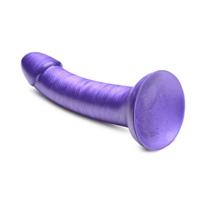 Curved Dildo Sex Toy Metallic Silicone 7 Inch Dildo - Purple  Curved Dildo