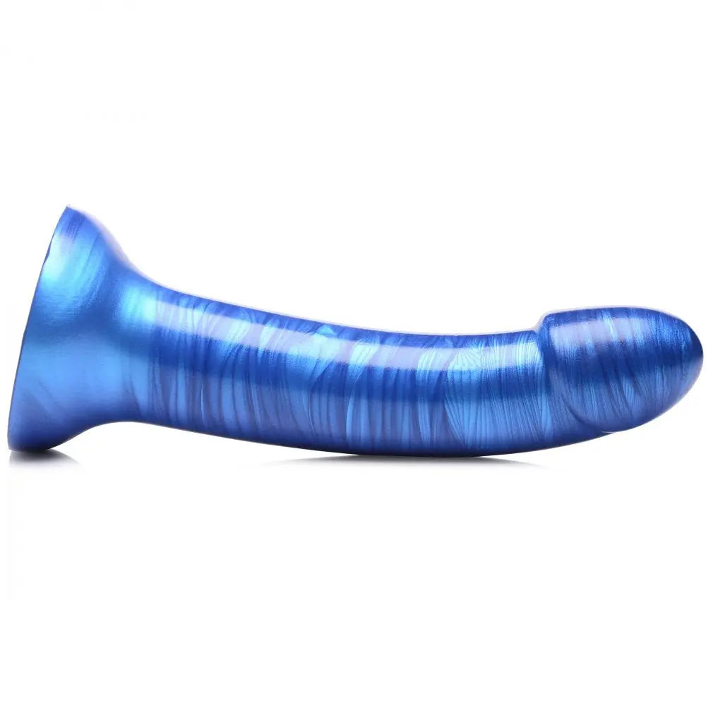 Curved Dildo Sex Toy Metallic Silicone 7 Inch G-Spot or P-Spot Dildo - Blue  Dildos