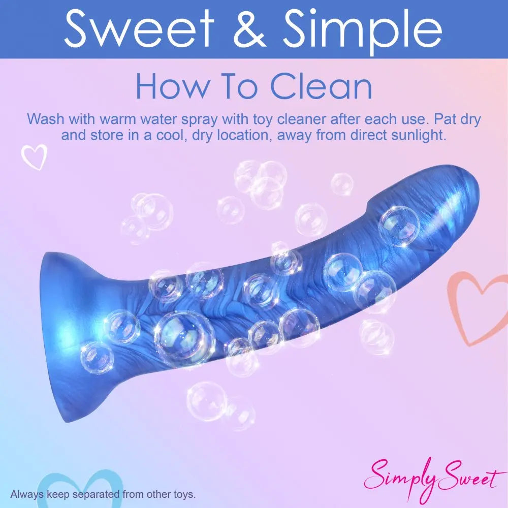 Curved Dildo Sex Toy Metallic Silicone 7 Inch G-Spot or P-Spot Dildo - Blue  Dildos