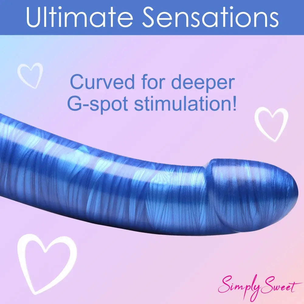 Curved Dildo Sex Toy Metallic Silicone 7 Inch G-Spot or P-Spot Dildo - Blue  Dildos