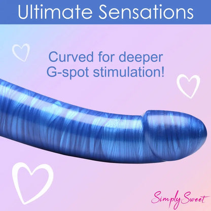 Curved Dildo Sex Toy Metallic Silicone 7 Inch G-Spot or P-Spot Dildo - Blue  Dildos