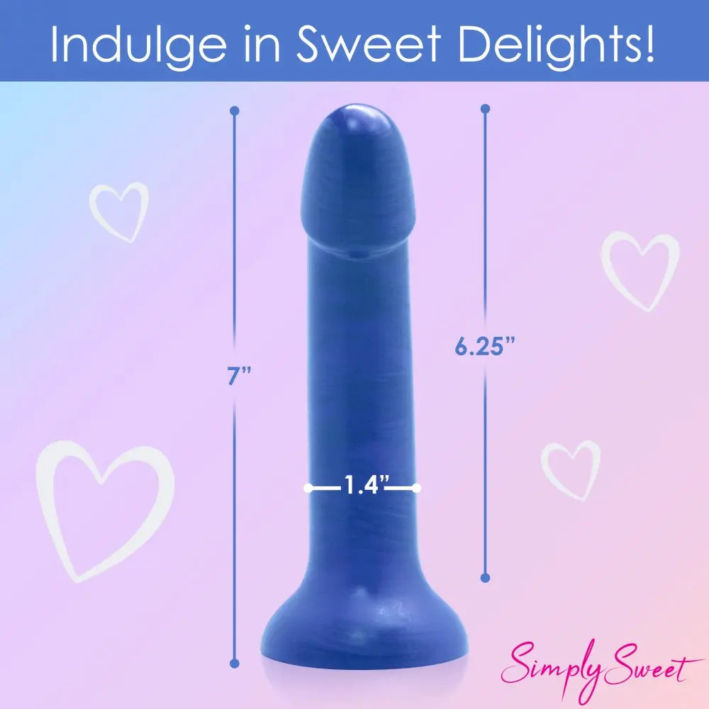 Curved Dildo Sex Toy Metallic Silicone 7 Inch G-Spot or P-Spot Dildo - Blue  Dildos