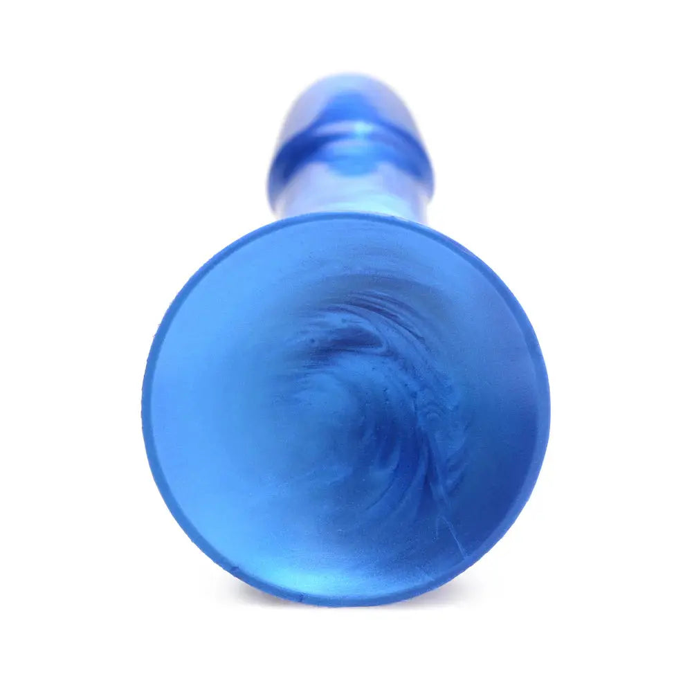 Curved Dildo Sex Toy Metallic Silicone 7 Inch G-Spot or P-Spot Dildo - Blue  Curved Dildo