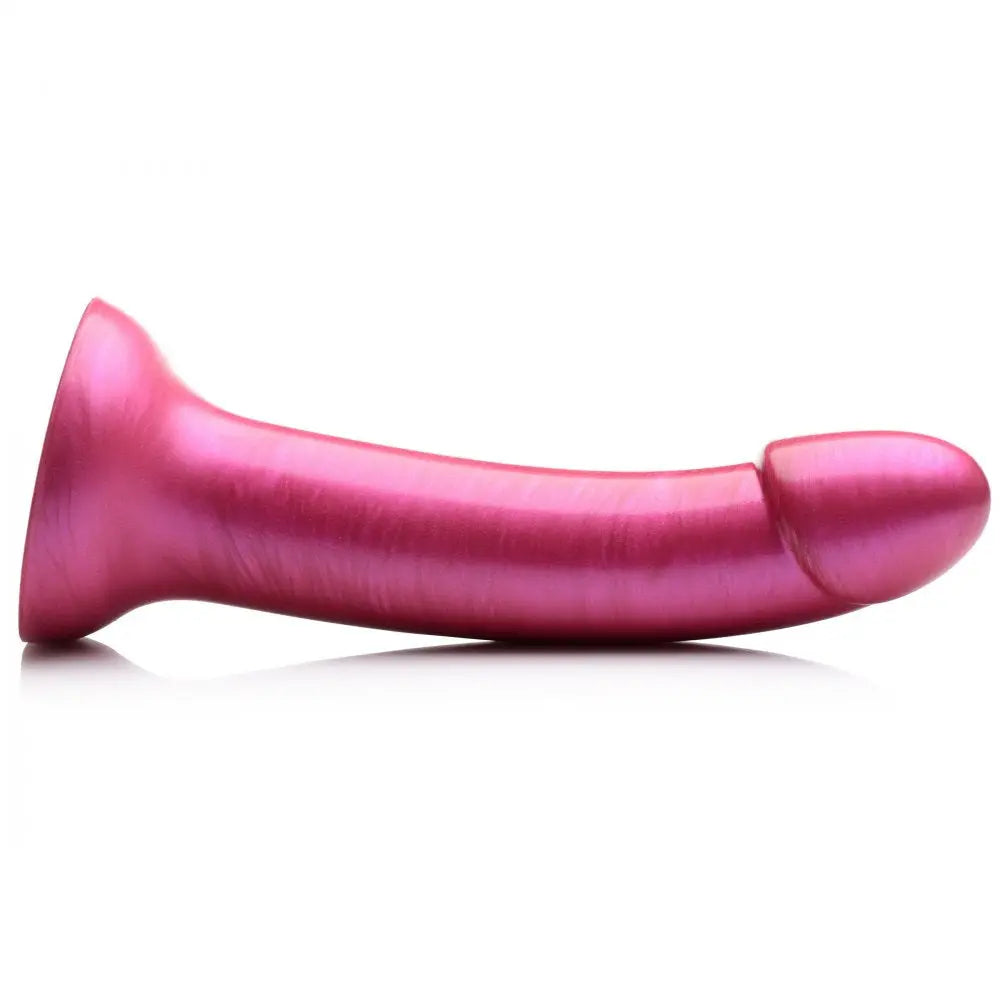 Curved Dildo Sex Toy Metallic Silicone 7 Inch P-Spot or G-Spot Dildo - Pink  Dildos