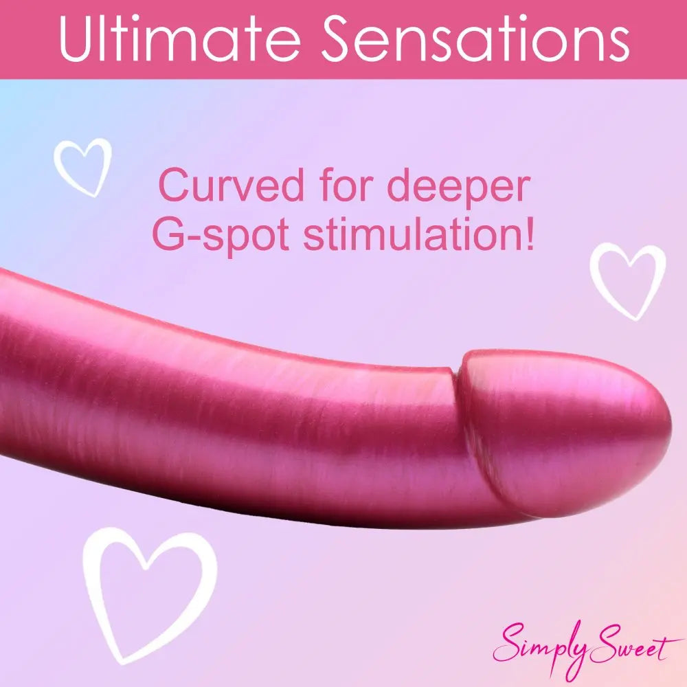 Curved Dildo Sex Toy Metallic Silicone 7 Inch P-Spot or G-Spot Dildo - Pink  Dildos