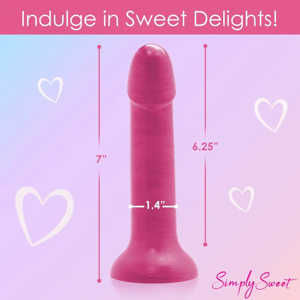 Curved Dildo Sex Toy Metallic Silicone 7 Inch P-Spot or G-Spot Dildo - Pink  Dildos