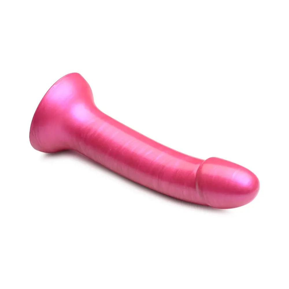 Curved Dildo Sex Toy Metallic Silicone 7 Inch P-Spot or G-Spot Dildo - Pink  Curved Dildo