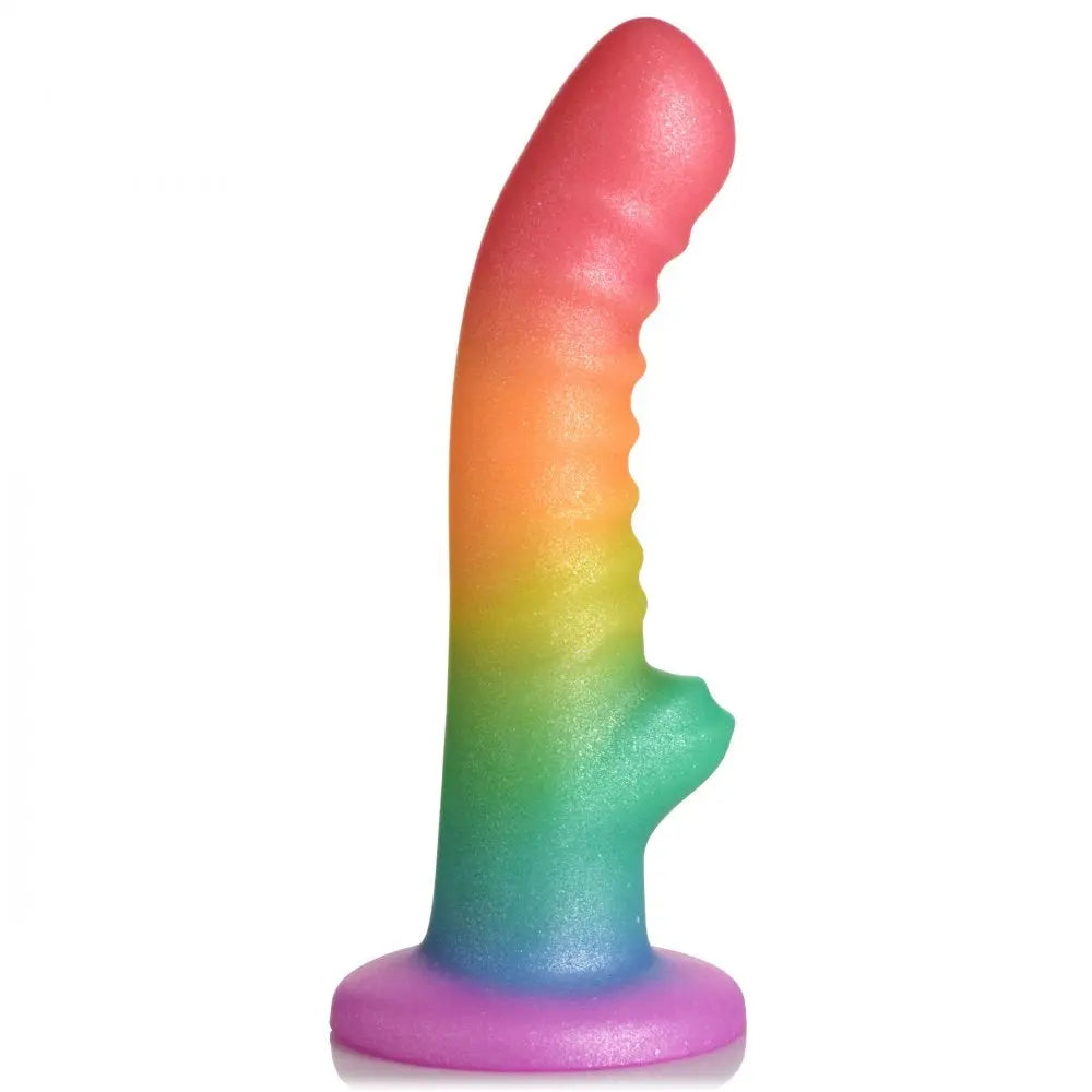 Curved Dildo Sex Toy Ribbed Rainbow Textured Ribbed Dildo P-Spot or G-Spot Sex Toy  Dildos