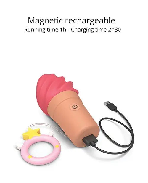 Cute Vibrator Cand'ice Ice Cream Cone Stimulator - Raspberry Jolly  Clitoral Stimulators