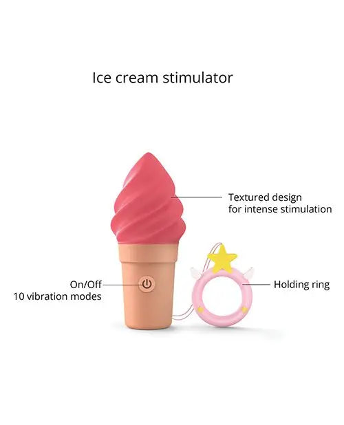 Cute Vibrator Cand'ice Ice Cream Cone Stimulator - Raspberry Jolly  Clitoral Stimulators