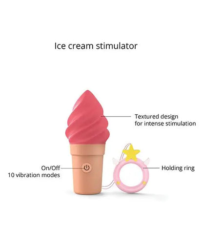 Cute Vibrator Cand'ice Ice Cream Cone Stimulator - Raspberry Jolly  Clitoral Stimulators