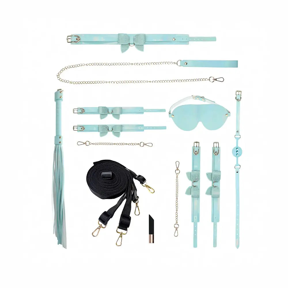 DDLG Bondage Kit Girly Blue BDSM Sub Ouch! Paris Collection - Kit with Bag  Bondage Kits
