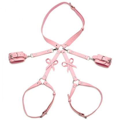 DDLG Pink Bondage Thigh Harness with Bows - XL/2XL  Bondage Harness