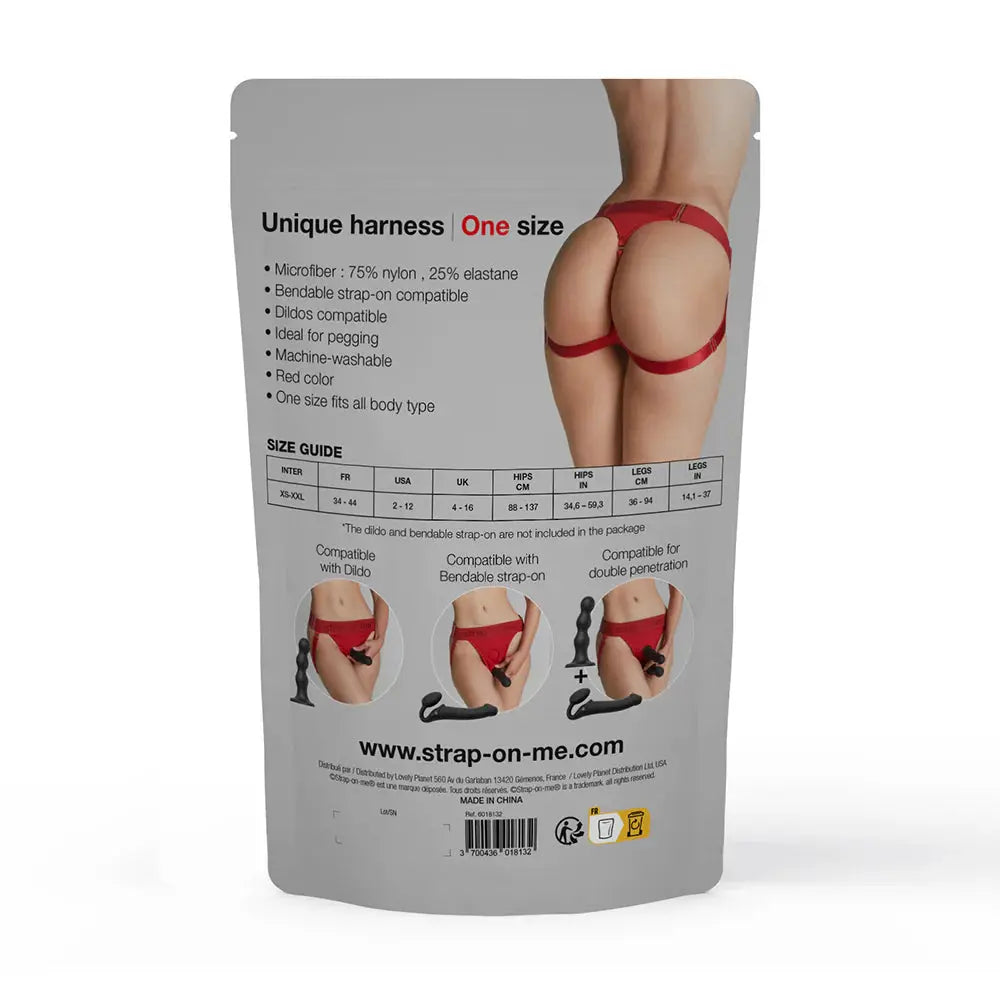 DP Harness Lingerie Unique One Size Red Double Penetration Strapon Harness  Strap-Ons & Harnesses