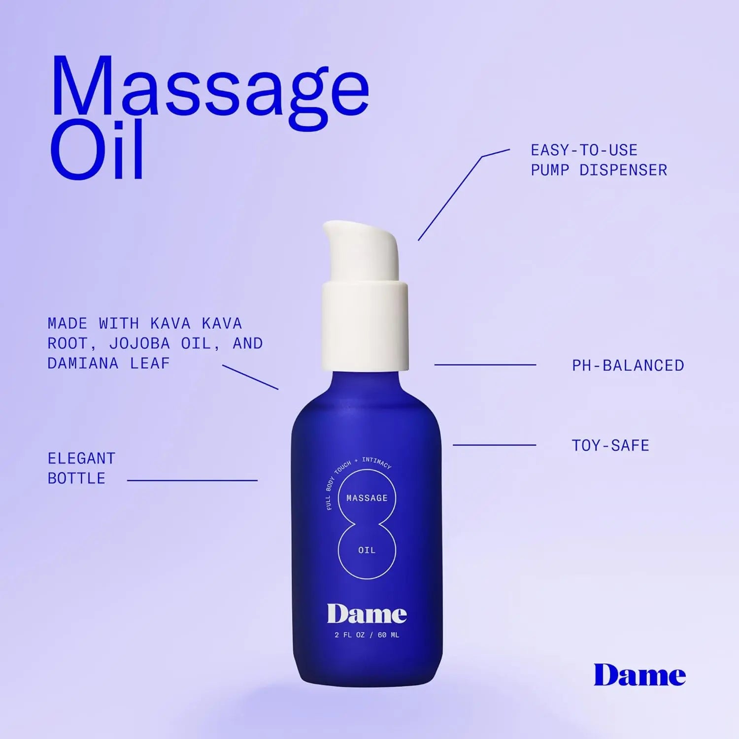 Dame Sex Oil Massage Oil Natural Sandalwood and Cardamom Scent  Lubes, Lotions and Accessories