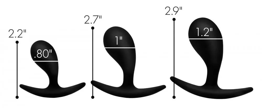 Dark Droplets 3 Piece Curved Silicone Anal Trainer Set  Anal Training