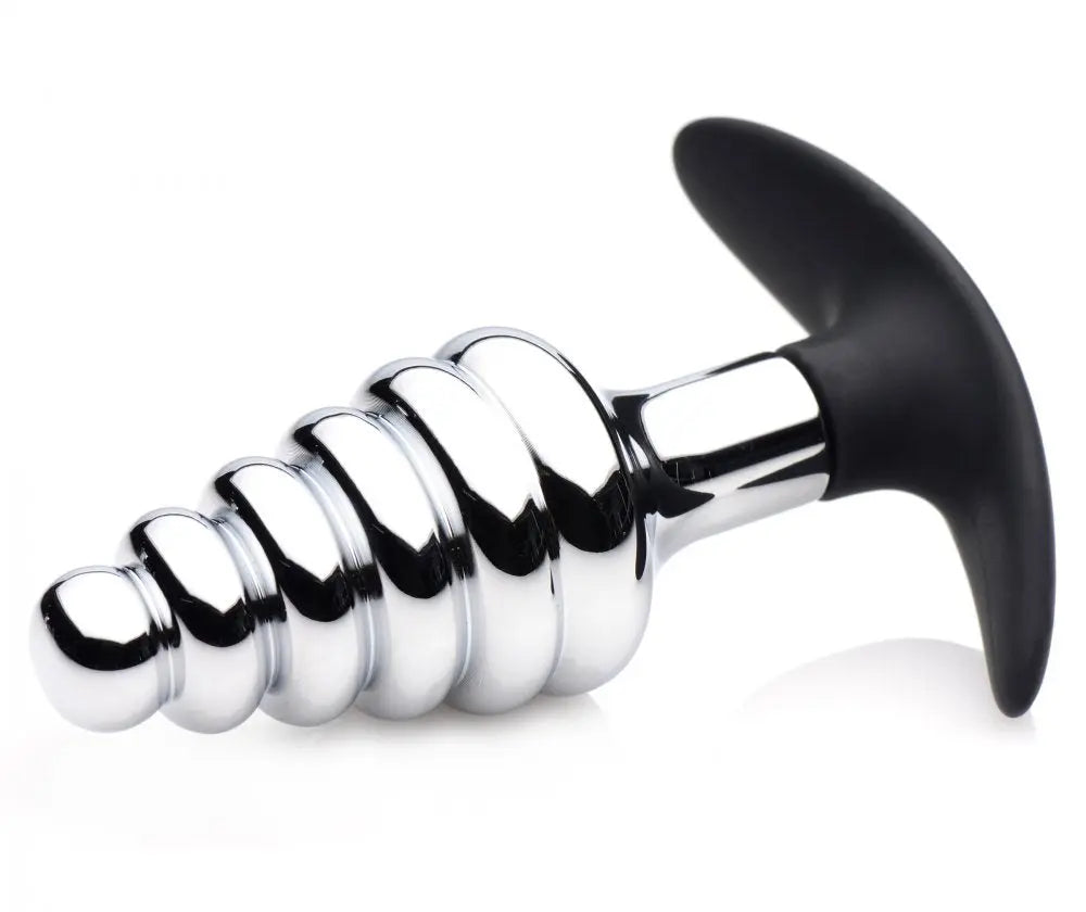 Dark Hive Silicone and Ribbed Metal Anal Plug Sex Toy  Metal Anal Plug Sex Toy