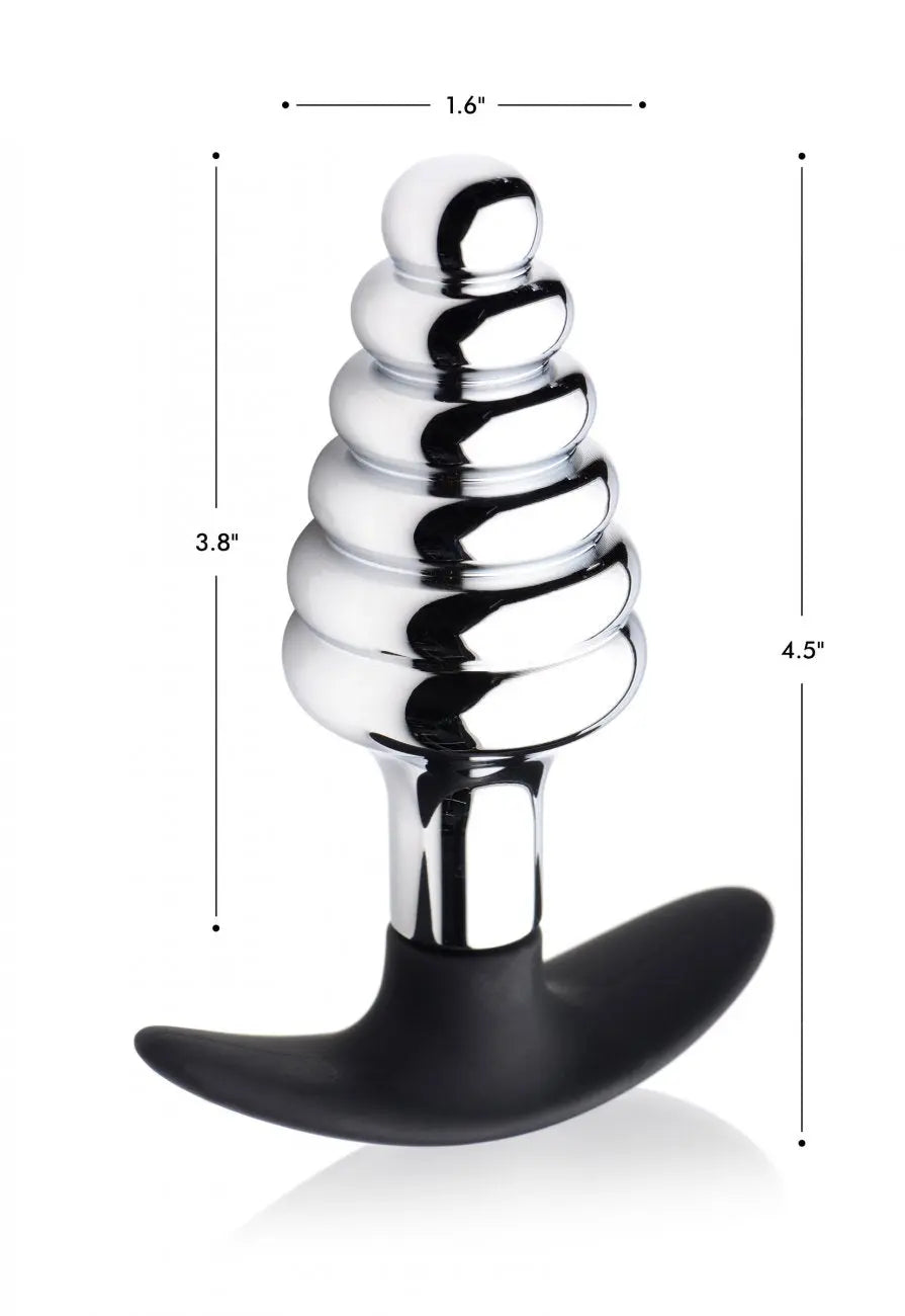 Dark Hive Silicone and Ribbed Metal Anal Plug Sex Toy  Metal Anal Plug Sex Toy