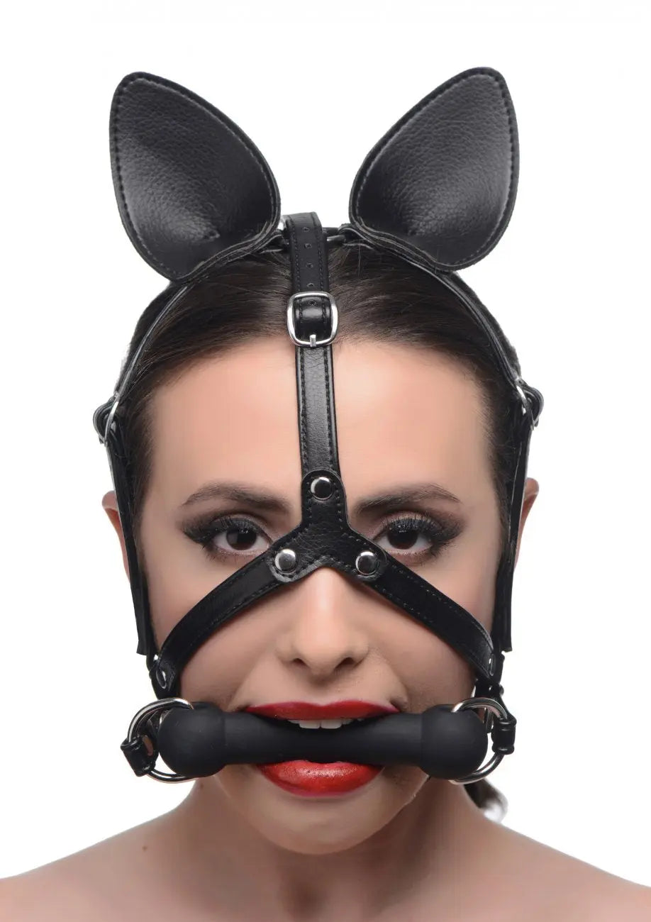 Dark Horse Pony Head Harness with Silicone Bit  Masks, Gags and Blindfolds