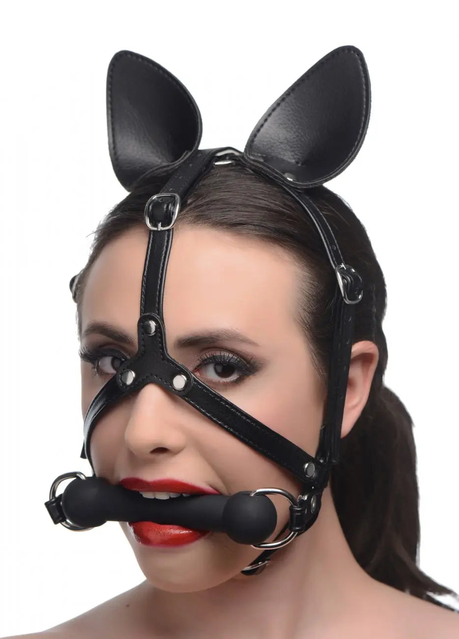 Dark Horse Pony Head Harness with Silicone Bit  Masks, Gags and Blindfolds