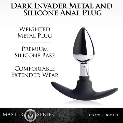 Dark Invader Silicone and Metal Anal Plug Small Anal Toy Weighted Butt Plug  Anal