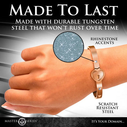 Day Collar Bracelet Submissive Jewelry Cuffed Locking Bracelet and Key Necklace - Rose Gold  Collars and Leads