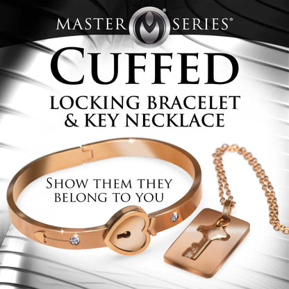 Day Collar Bracelet Submissive Jewelry Cuffed Locking Bracelet and Key Necklace - Rose Gold  Collars and Leads