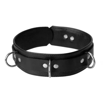 Deluxe Locking BDSM Collar Black Leather Bondage Collar  Collars and Leads