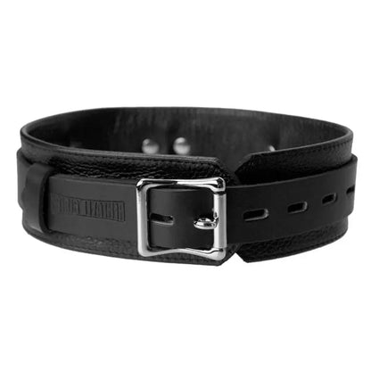 Deluxe Locking BDSM Collar Black Leather Bondage Collar  Collars and Leads