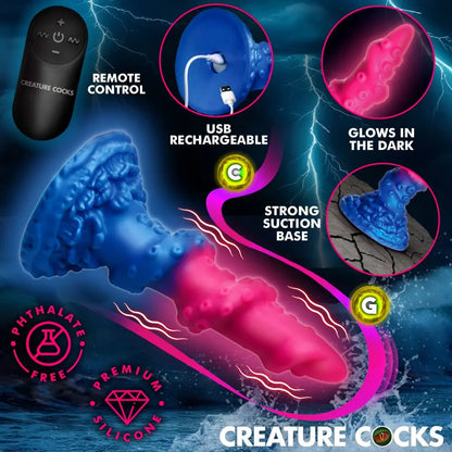 Deluxe Lord Kraken Creature Dildo Vibrating Glow-in-the-Dark Remote Control  Fantasy Dildos