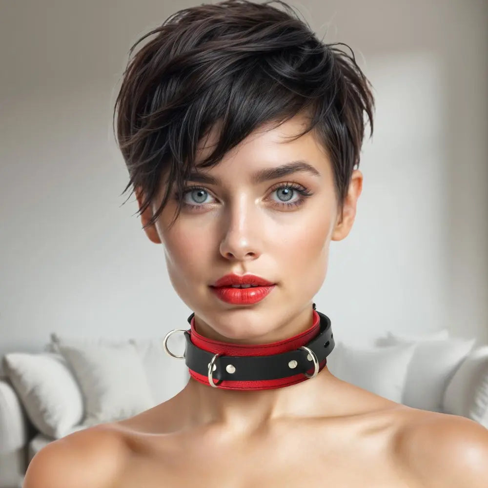 Deluxe Red Leather BDSM Collar Luxury Locking Bondage Collar  Collars and Leads