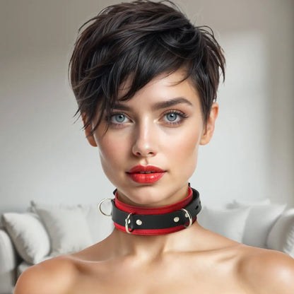 Deluxe Red Leather BDSM Collar Luxury Locking Bondage Collar  Collars and Leads