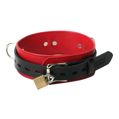 Deluxe Red Leather BDSM Collar Luxury Locking Bondage Collar  Collars and Leads