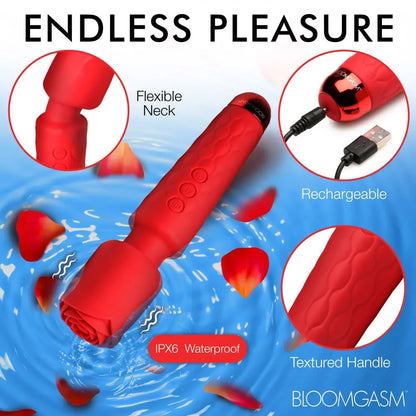 Deluxe Silicone Rose Wand Sex Toy  Wand Vibrator