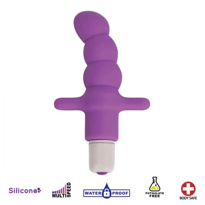 Desire Silicone Vibrating Anal Probe Curved Anal Vibrator - Purple  Vibrating Anal Sex Toy