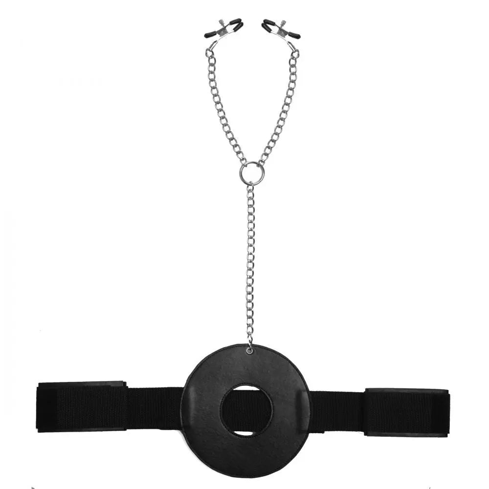 Detained Bondage Restraint System with Nipple Clamps BDSM Femdom  Restraints and Cuffs