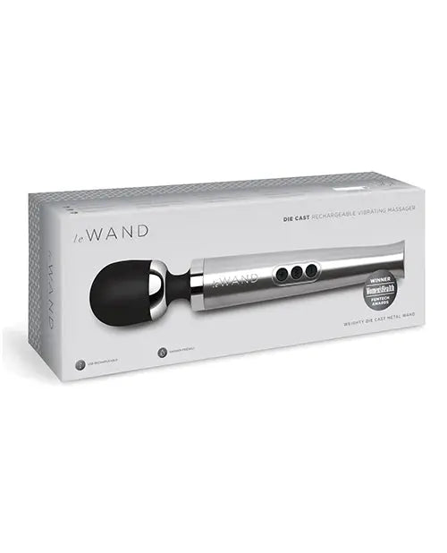 Die Cast Rechargeable Vibrating Wand Massager - Silver  Wand Vibrator