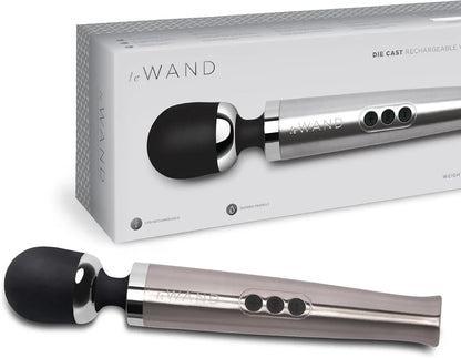 Die Cast Rechargeable Vibrating Wand Massager - Silver  Wand Vibrator