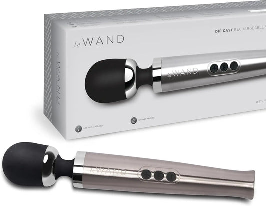 Die Cast Rechargeable Vibrating Wand Massager - Silver  Wand Vibrator
