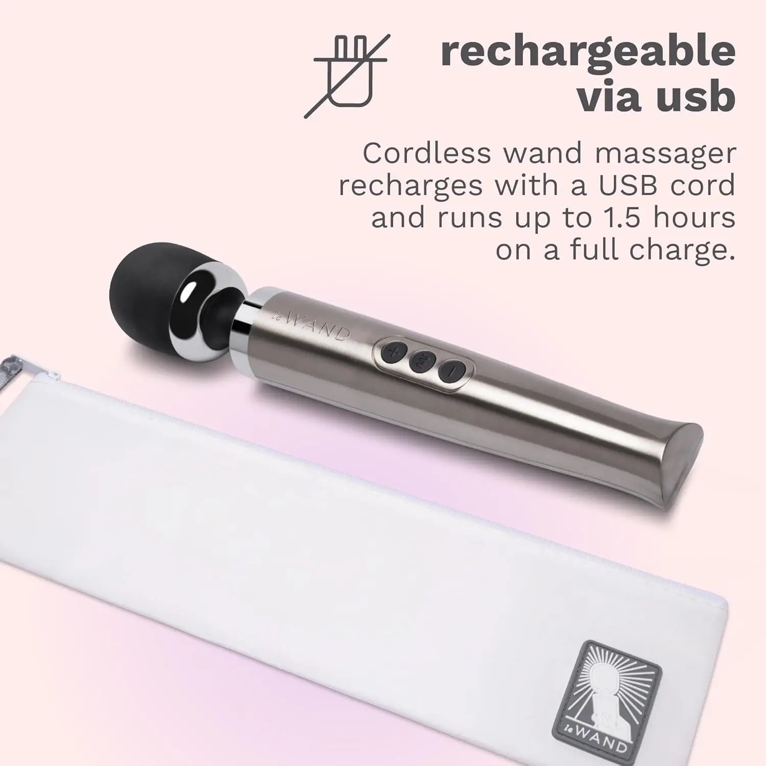 Die Cast Rechargeable Vibrating Wand Massager - Silver  Wand Vibrator