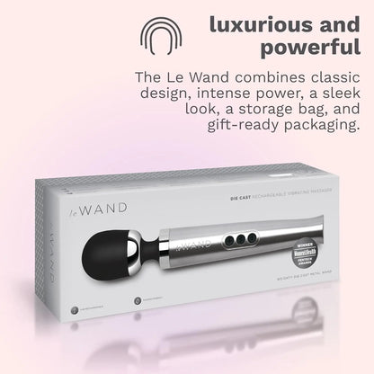 Die Cast Rechargeable Vibrating Wand Massager - Silver  Wand Vibrator